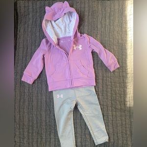 Under armor little girls pant and zip up coat.